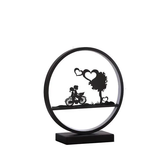 Alt view image 2 of 5 - 13-inch Girl and Boy on Bicycle Led Accent Table Lamp