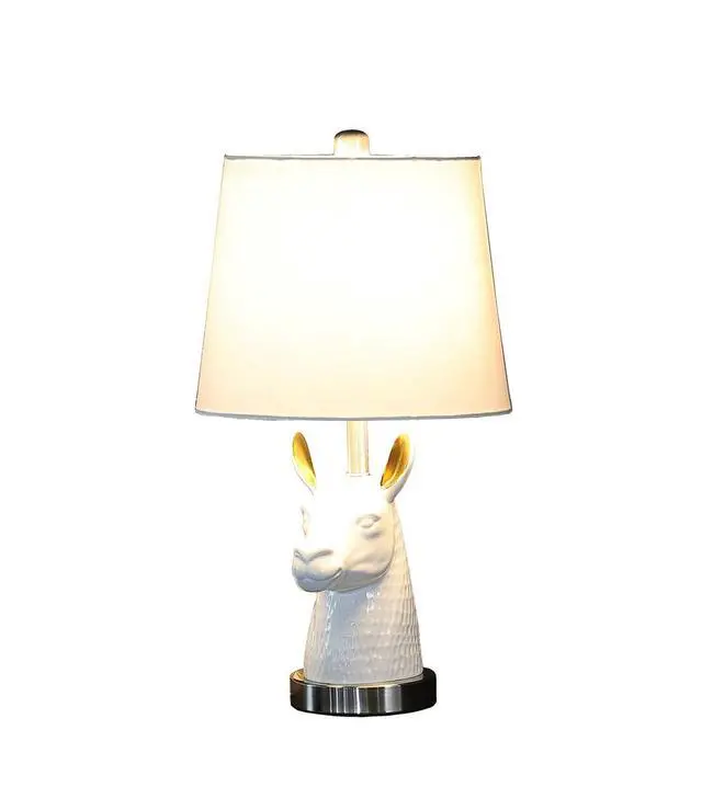 Alt view image 4 of 4 - 20.5" Patagonia White Llama Bust Resin Table Lamp