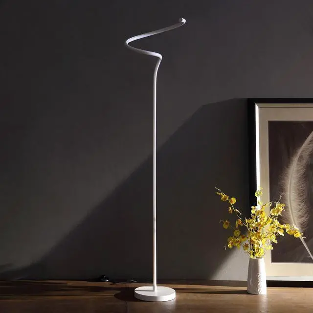 Alt view image 3 of 5 - 52.5-inch Led Matte White Curvilinear S-Curve Spiral Tube Angled Floor Lamp