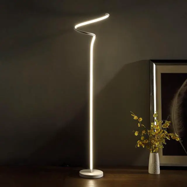 Alt view image 4 of 5 - 52.5-inch Led Matte White Curvilinear S-Curve Spiral Tube Angled Floor Lamp