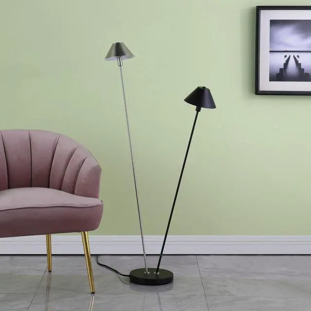 Alt view image 5 of 5 - 47.5" in Led Double G-9 Matte Powder Black/Silver Redman Brushed Nickel Floor Lamp