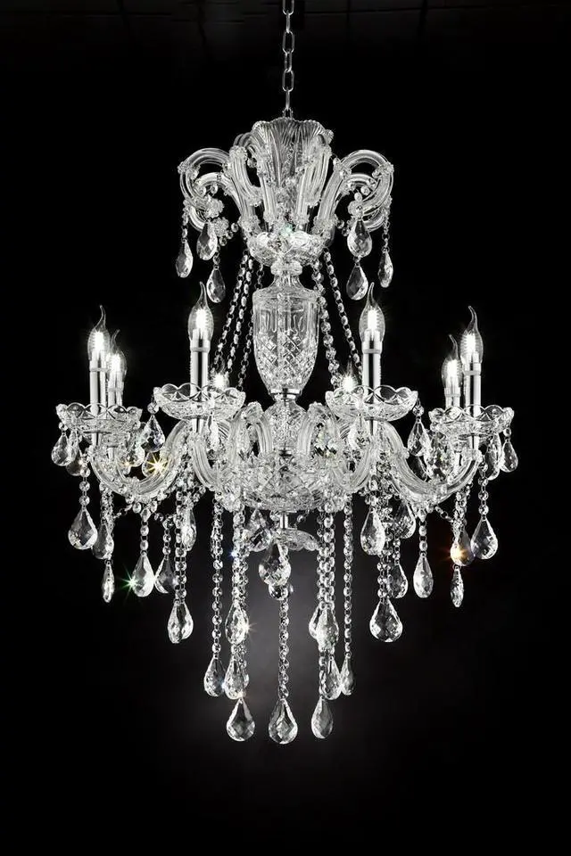Alt view image 2 of 5 - 37" in Eilish Silver Crystal 8-Led Light Chandelier