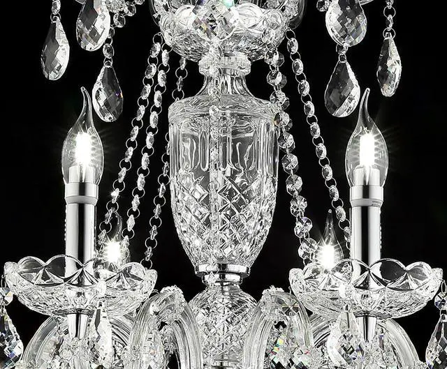 Alt view image 4 of 5 - 37" in Eilish Silver Crystal 8-Led Light Chandelier