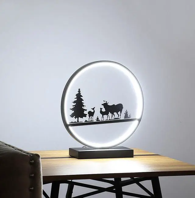Alt view image 4 of 4 - 12.75" Deer Family Led Black Table Lamp
