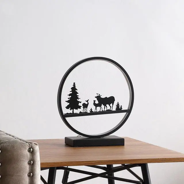Alt view image 3 of 4 - 12.75" Deer Family Led Black Table Lamp
