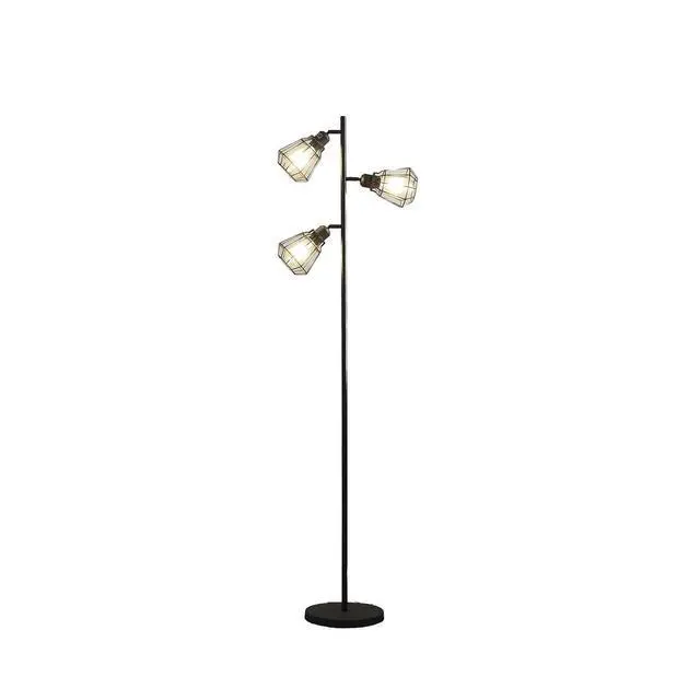 Alt view image 2 of 4 - 65" in Adjustable Cage Shade industrial Farmhouse Metal Floor Lamp