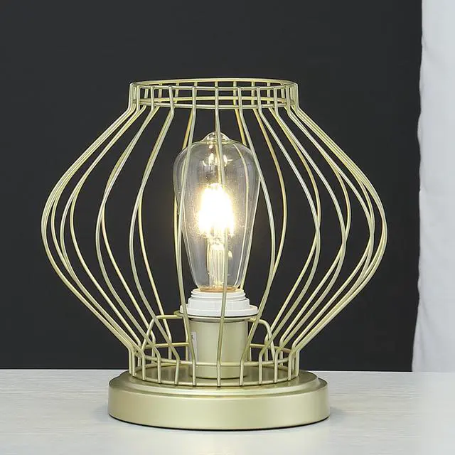 Alt view image 5 of 5 - 9.5" in industrial Farm Cage Satin Matte Gold Uplight Metal Table Lamp