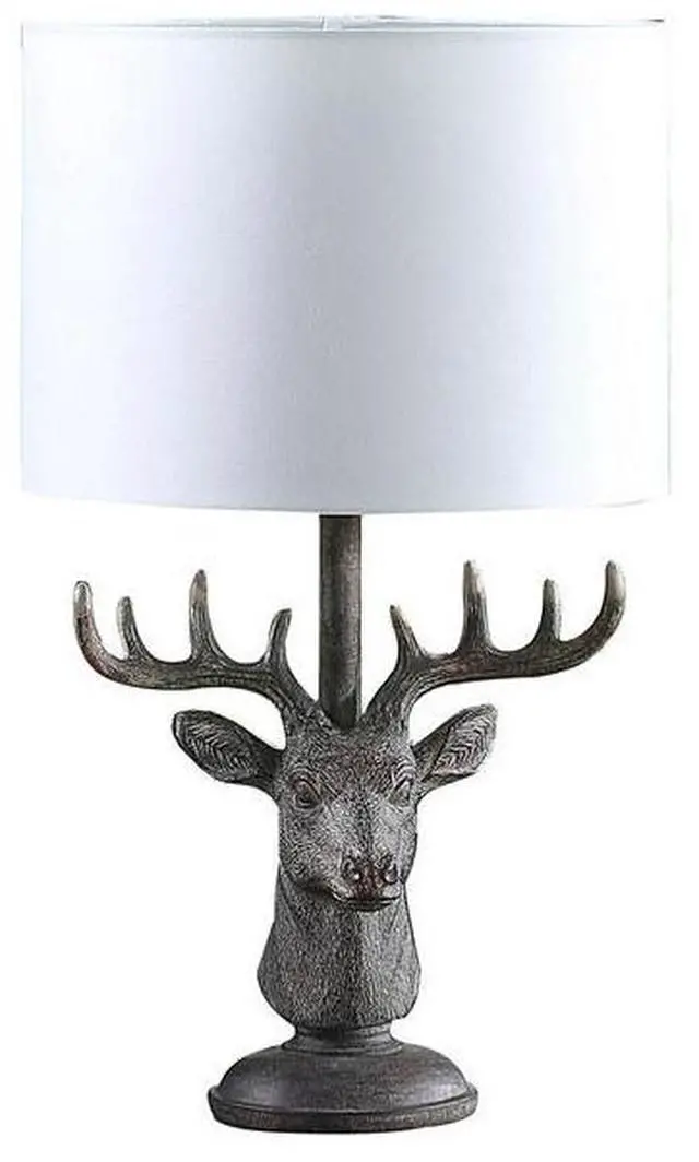 Main image of 18" in Stag Elk Deer Bust Rustic Gray Polyresin Table Lamp