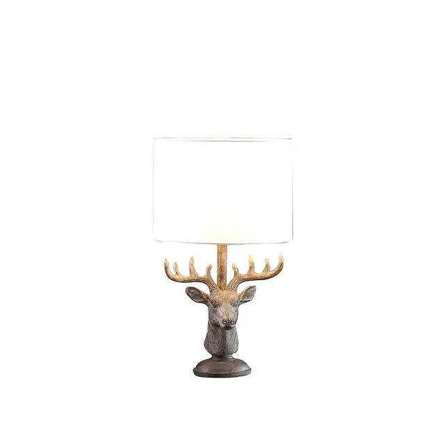 Alt view image 2 of 4 - 18" in Stag Elk Deer Bust Rustic Gray Polyresin Table Lamp