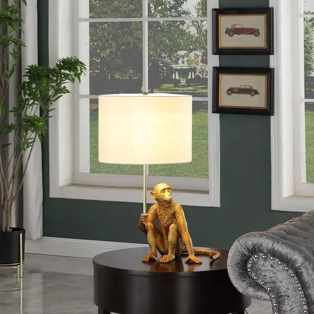 Alt view image 4 of 4 - 25.50" in Golden Monkey Holding Polyresin Table Lamp