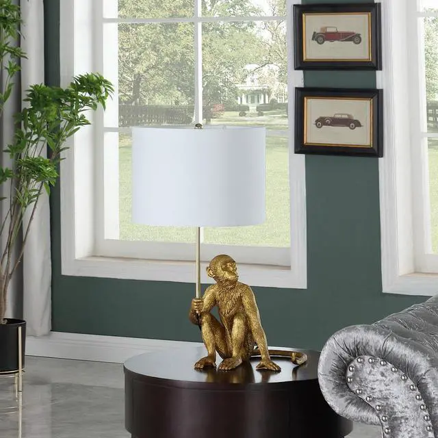 Alt view image 3 of 4 - 25.50" in Golden Monkey Holding Polyresin Table Lamp