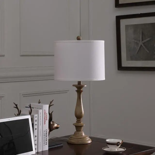 Alt view image 3 of 5 - 27.5" in Coastal Wood Effect Polyresin Table Lamp