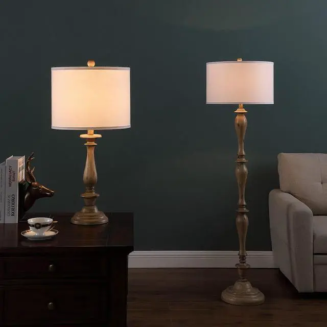 Alt view image 5 of 5 - 27.5" in Coastal Wood Effect Polyresin Table Lamp