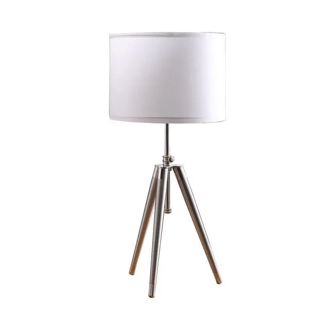 Main image of 34.25" - 29.25" in Mid-Century Adjustable Tripod Chrome/Silver Metal Table Lamp