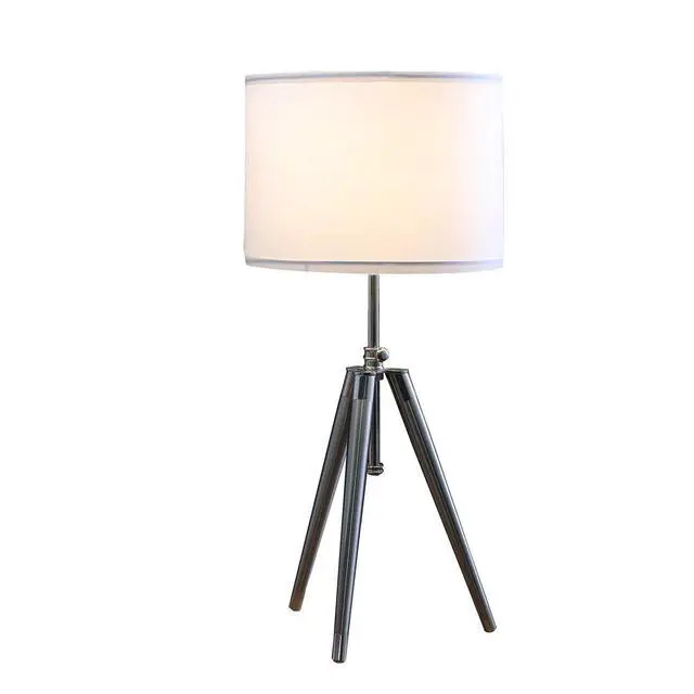 Alt view image 2 of 5 - 34.25" - 29.25" in Mid-Century Adjustable Tripod Chrome/Silver Metal Table Lamp