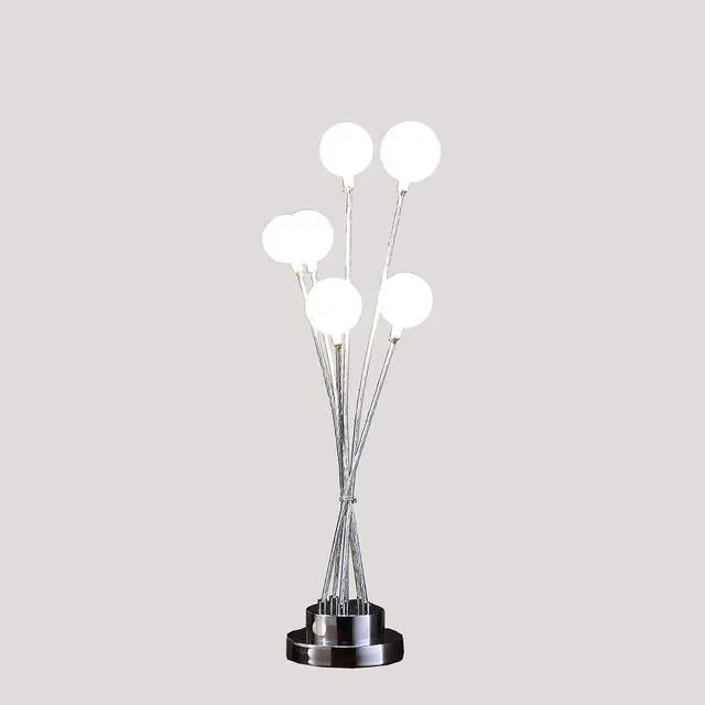 Alt view image 2 of 4 - 27.5" in 6-Light Acrylic Globe Aluminun Led Chrysanthe Silver Chrome Metal Table Lamp