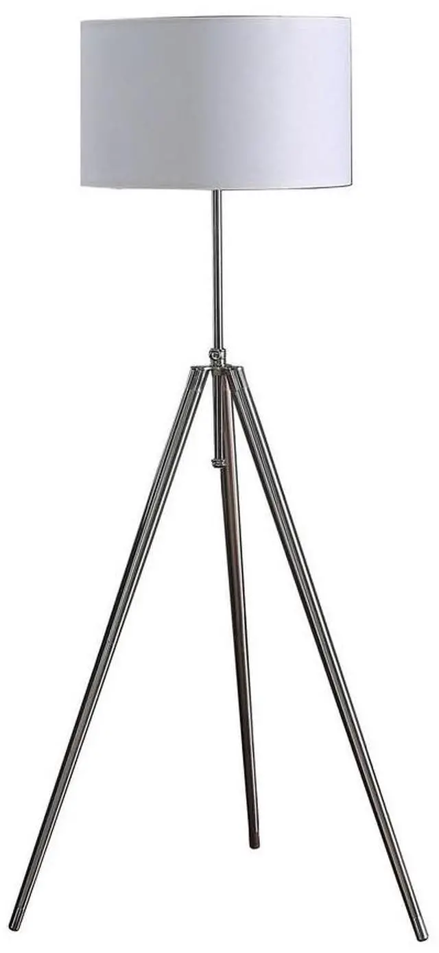 Main image of 64" - 47" in Mid-Century Adjustable Tripod Chrome/Silver Metal Floor Lamp