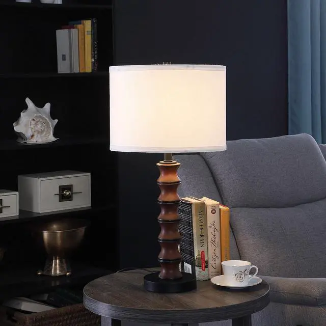 Alt view image 3 of 5 - 27.5" in Coastal Littoral Wood insp Modern Table Lamp