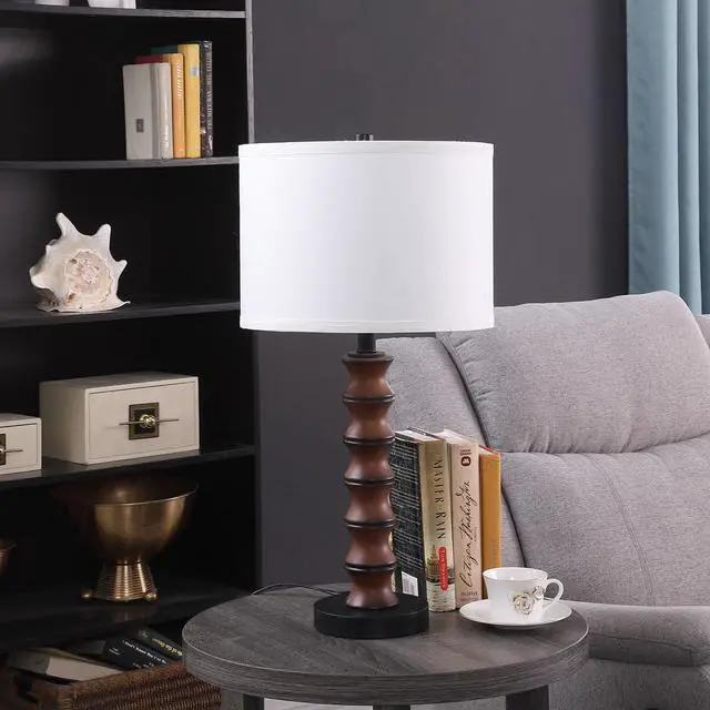 Alt view image 4 of 5 - 27.5" in Coastal Littoral Wood insp Modern Table Lamp
