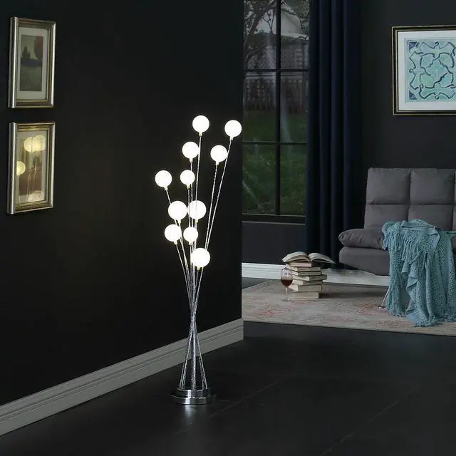 Alt view image 3 of 5 - 46" in 11-Light Acrylic Globe Aluminun Led Chrysanthe Silver Chrome Metal Floor Lamp
