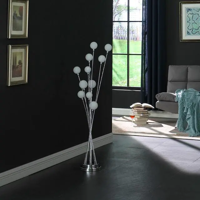 Alt view image 4 of 5 - 46" in 11-Light Acrylic Globe Aluminun Led Chrysanthe Silver Chrome Metal Floor Lamp