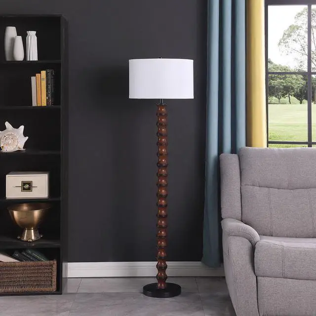 Alt view image 4 of 5 - 61" in Coastal Littoral Wood insp Modern Floor Lamp