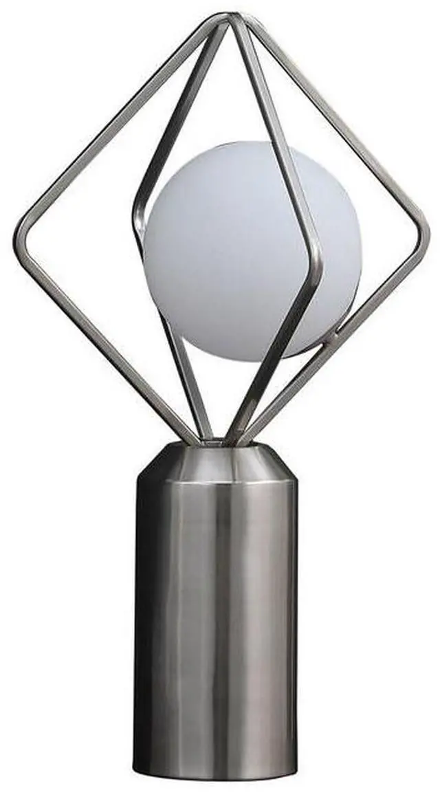 Main image of 19.5"in Ernst Modern Monoclinic Pendeloque Silver Metal Table Lamp