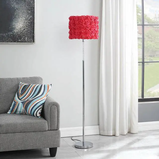 Alt view image 2 of 4 - 63"in Red Roses in Bloom Acrylic/Metal Floor Lamp