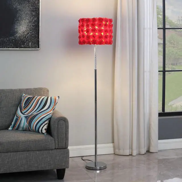 Alt view image 3 of 4 - 63"in Red Roses in Bloom Acrylic/Metal Floor Lamp