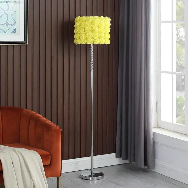 Alt view image 2 of 4 - 63"in Yellow Roses in Bloom Acrylic/Metal Floor Lamp