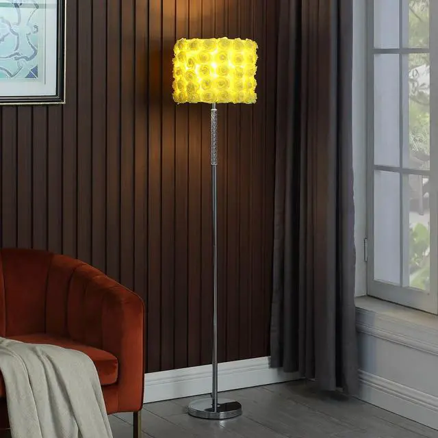 Alt view image 3 of 4 - 63"in Yellow Roses in Bloom Acrylic/Metal Floor Lamp