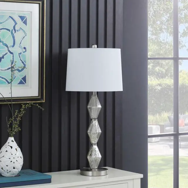 Alt view image 2 of 4 - 29.5" in Emil Moderne Geometric Glass Brushed Silver Table Lamp