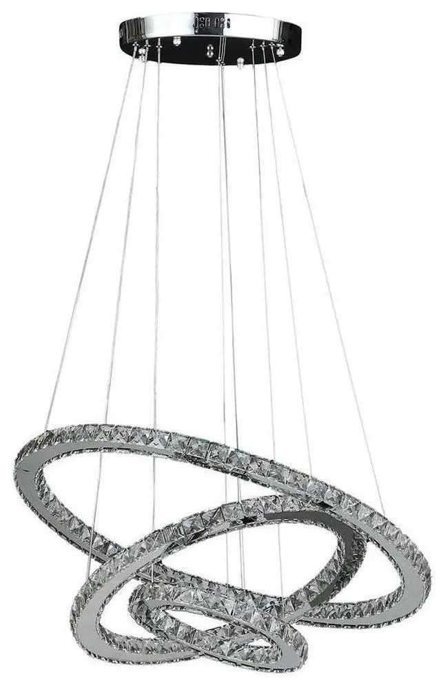 Main image of 11.8" to 47.2" in Adjustable Height Else Medium Triple Hoop Modern Crystal Stainless Pure White Color Led Remote Control Dimmer Chandelier