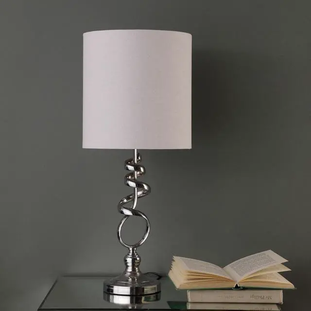 Alt view image 3 of 4 - 21.5-inch Milo Abstract Brushed Silver Metal Table Lamp