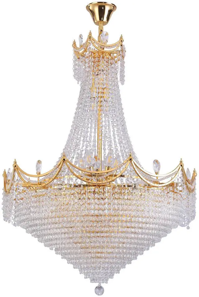 Main image of 42" in Luxurious Czar K9 Crystal Single Tier Chandelier 22-Led Bulbs Neo Classical Hardwired Ceiling Chandelier Lamp for Living Room, Hallway, Dining Room