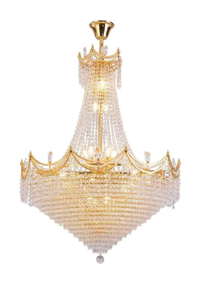 Alt view image 2 of 7 - 42" in Luxurious Czar K9 Crystal Single Tier Chandelier 22-Led Bulbs Neo Classical Hardwired Ceiling Chandelier Lamp for Living Room, Hallway, Dining Room