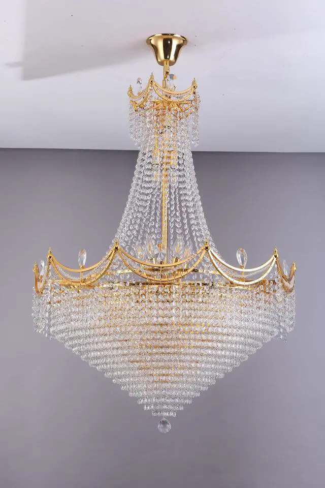 Alt view image 5 of 7 - 42" in Luxurious Czar K9 Crystal Single Tier Chandelier 22-Led Bulbs Neo Classical Hardwired Ceiling Chandelier Lamp for Living Room, Hallway, Dining Room