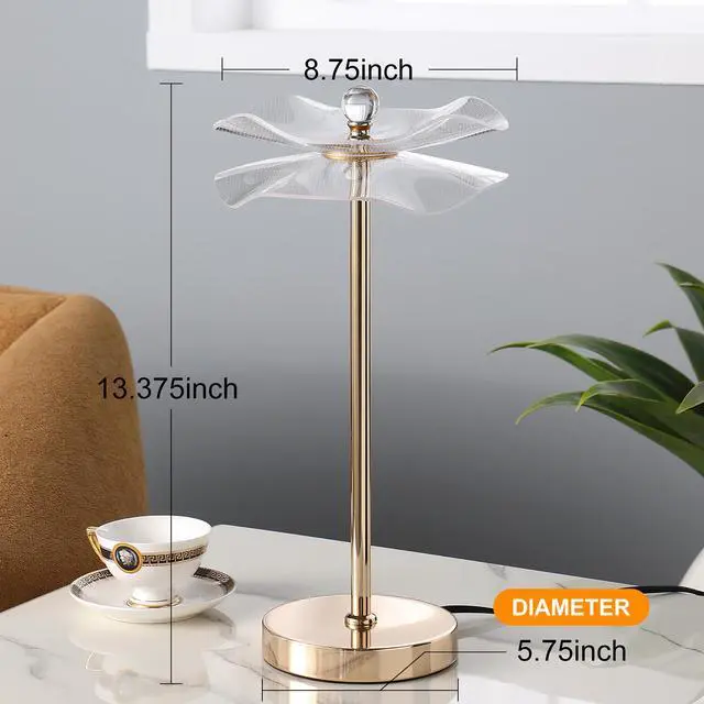 Alt view image 2 of 7 - Led Acrylic Copper Gold Luminaire Table Lamp for Living Room, Nightstand Bedside Table Lamp for Bedroom, Led Lamp