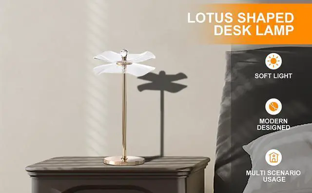 Alt view image 3 of 7 - Led Acrylic Copper Gold Luminaire Table Lamp for Living Room, Nightstand Bedside Table Lamp for Bedroom, Led Lamp