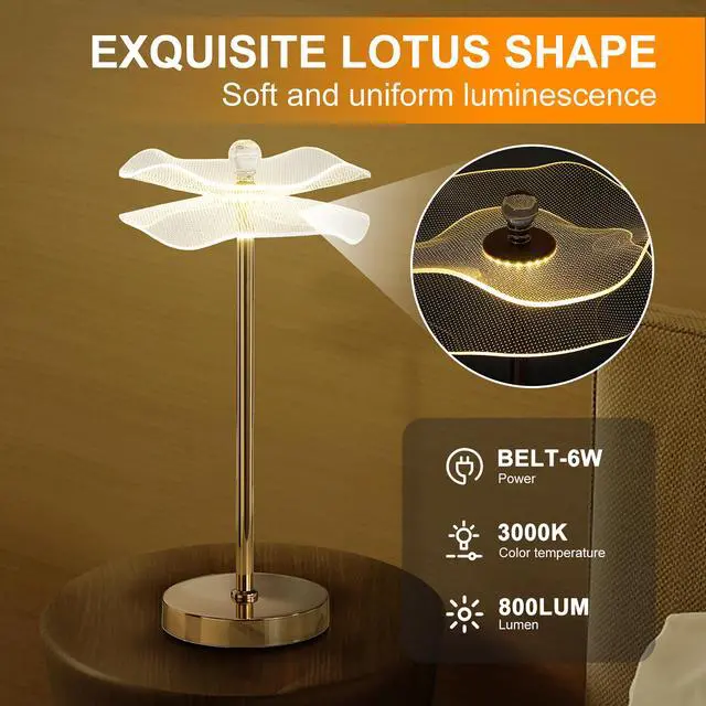 Alt view image 5 of 7 - Led Acrylic Copper Gold Luminaire Table Lamp for Living Room, Nightstand Bedside Table Lamp for Bedroom, Led Lamp