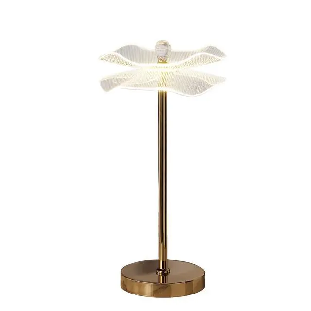 Alt view image 7 of 7 - Led Acrylic Copper Gold Luminaire Table Lamp for Living Room, Nightstand Bedside Table Lamp for Bedroom, Led Lamp