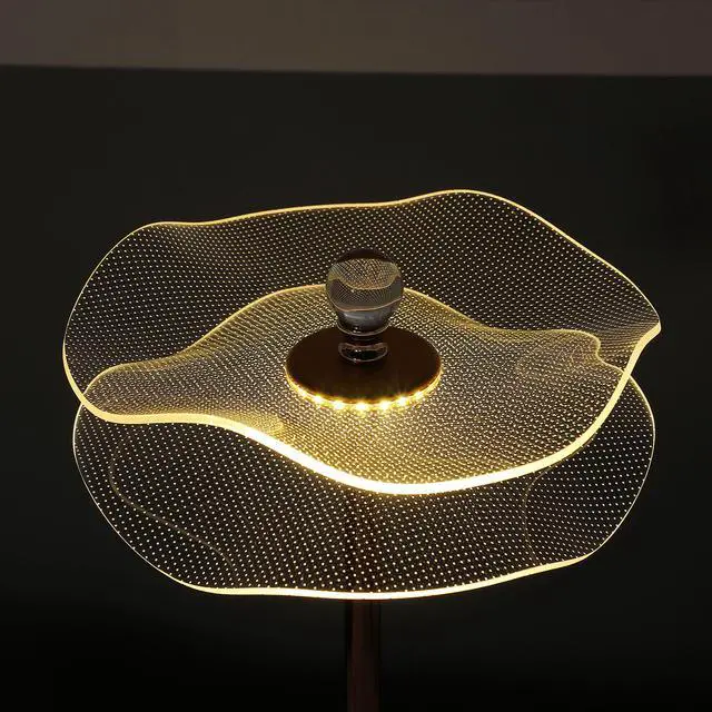 Alt view image 6 of 7 - Led Acrylic Copper Gold Luminaire Table Lamp for Living Room, Nightstand Bedside Table Lamp for Bedroom, Led Lamp