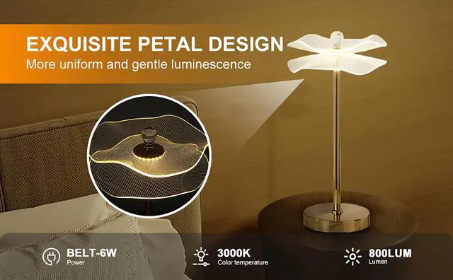 Alt view image 4 of 7 - Led Acrylic Copper Gold Luminaire Table Lamp for Living Room, Nightstand Bedside Table Lamp for Bedroom, Led Lamp