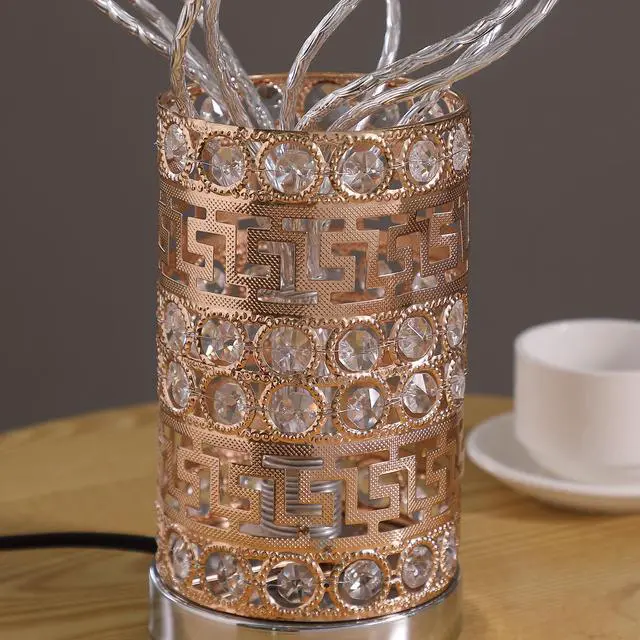 Alt view image 2 of 7 - Aluminum Golden Rose Copper/Silver Wire Bud Flower Bud Table Lamp for Living Room, Nightstand Bedside Table Lamp for Bedroom, Led Lamp