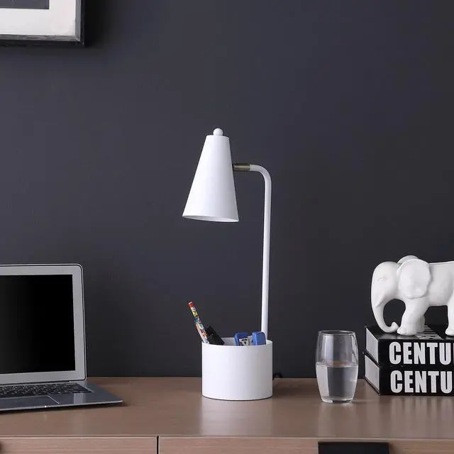 Alt view image 4 of 4 - 19.5" in Student White Metal Task Desk Lamp W/ Organizer
