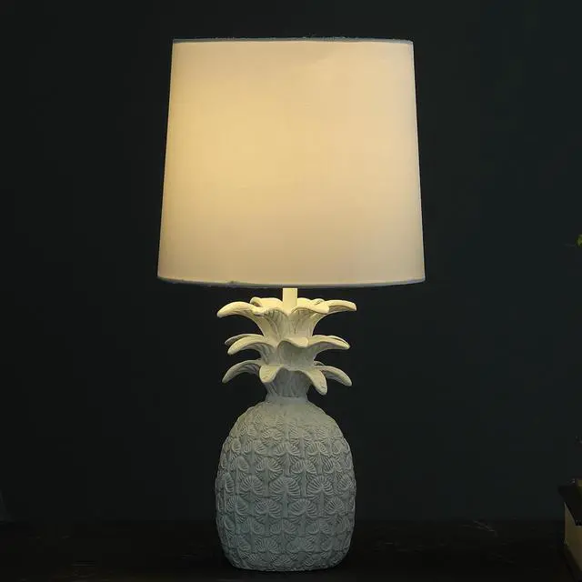 Alt view image 5 of 5 - 17" in Coastal White Tropical Heahea Pineapple Table Lamp