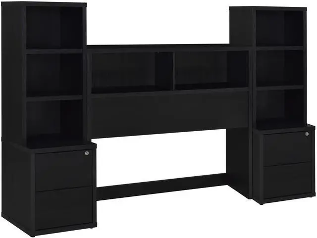 Main image of Geary Black 3-piece Full Bedroom Set with Bookcase Headboard