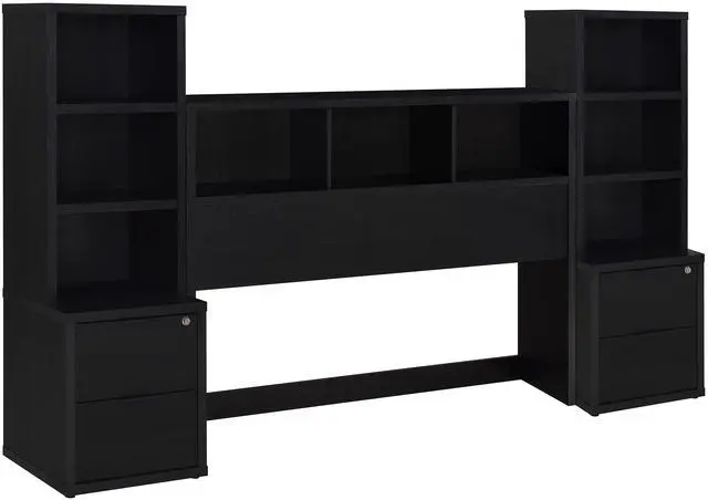 Main image of Geary Black 3-piece Queen Bedroom Set with Bookcase Headboard