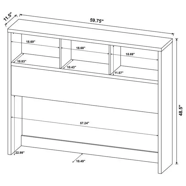 Alt view image 3 of 7 - Geary Black 3-piece Queen Bedroom Set with Bookcase Headboard