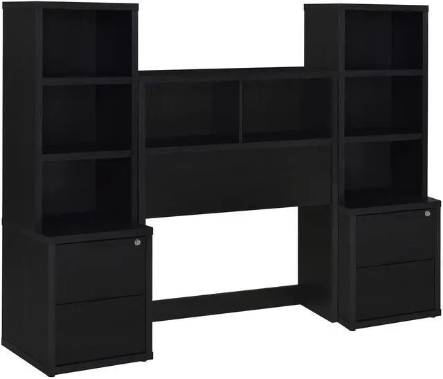 Main image of Geary Black 3-piece Twin Bedroom Set with Bookcase Headboard